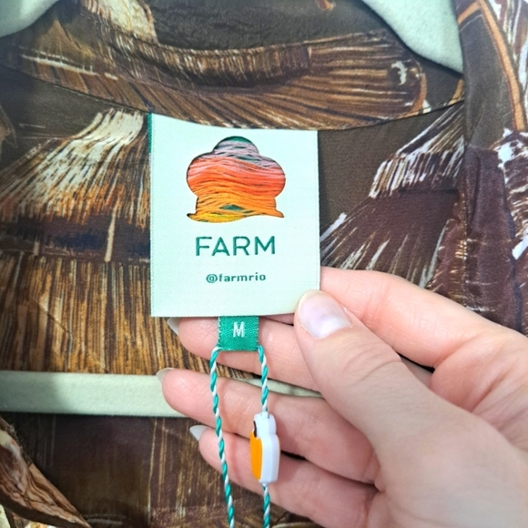 Farm Rio Malocas Long Sleeve Midi Dress Malocas Beige Medium NWT - Picture 8 of 11